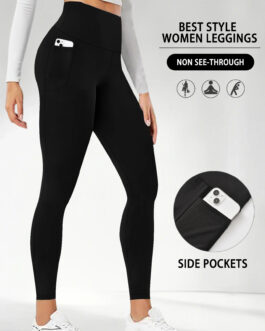 Super Soft Sports Leggings With Pockets For Women High Waisted Workout Yoga Running Push Up Gym Fitness Tight Pants Women&apos;s